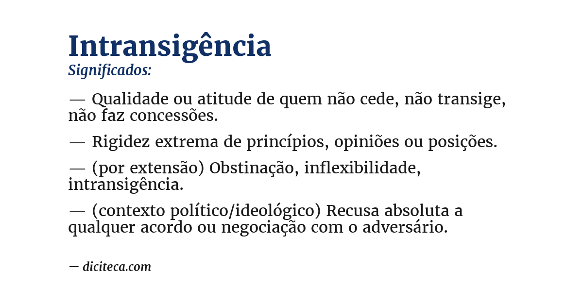 Significado de intransigência