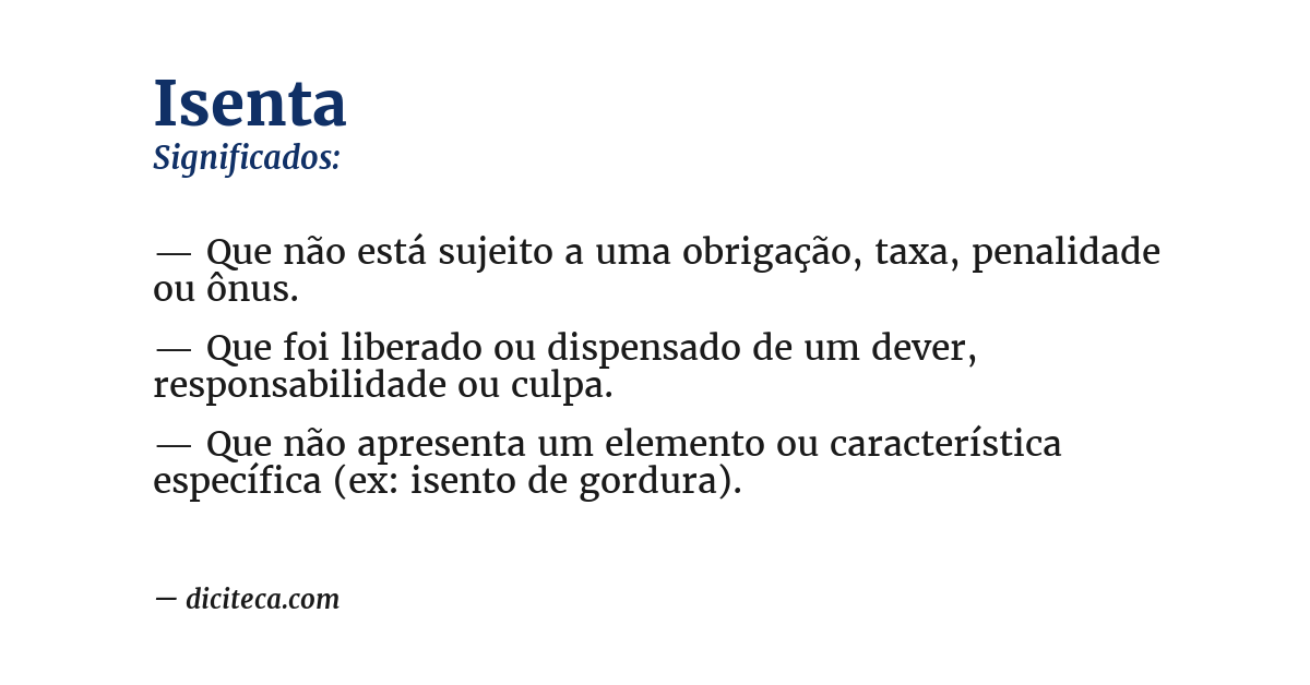 Significado de isenta
