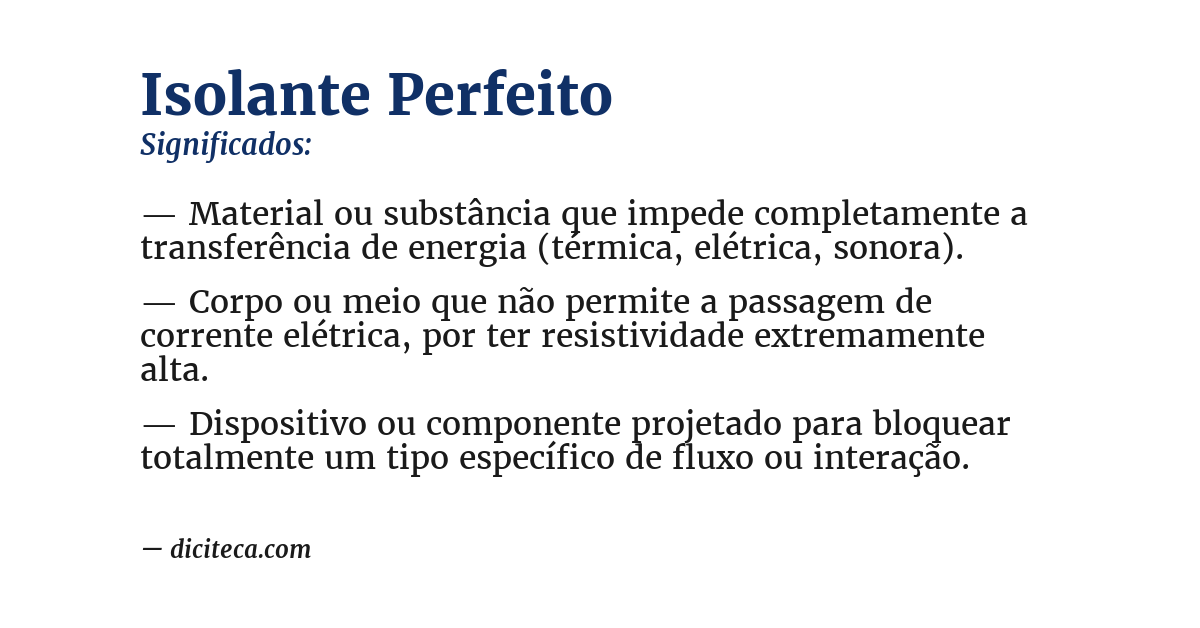 Significado de isolante perfeito