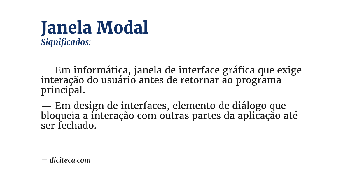 Significado de janela modal
