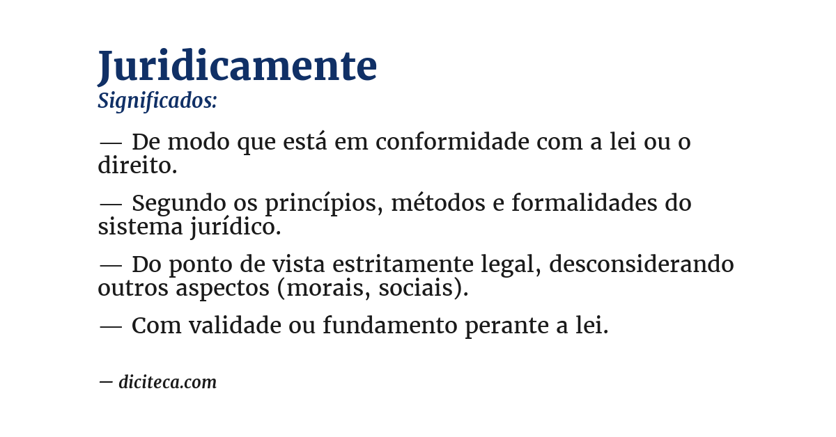 Significado de juridicamente