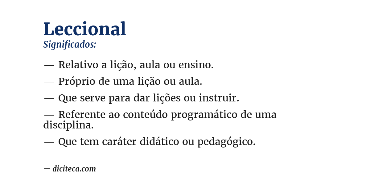 Significado de leccional