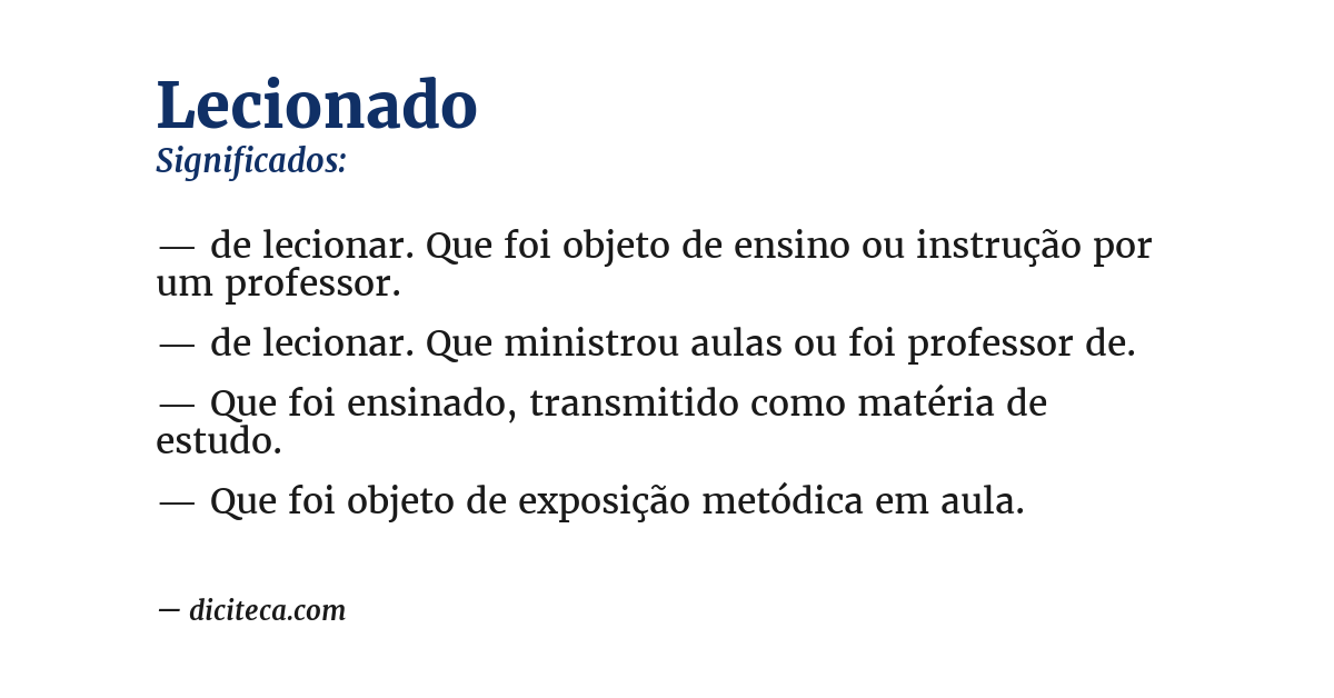 Significado de lecionado