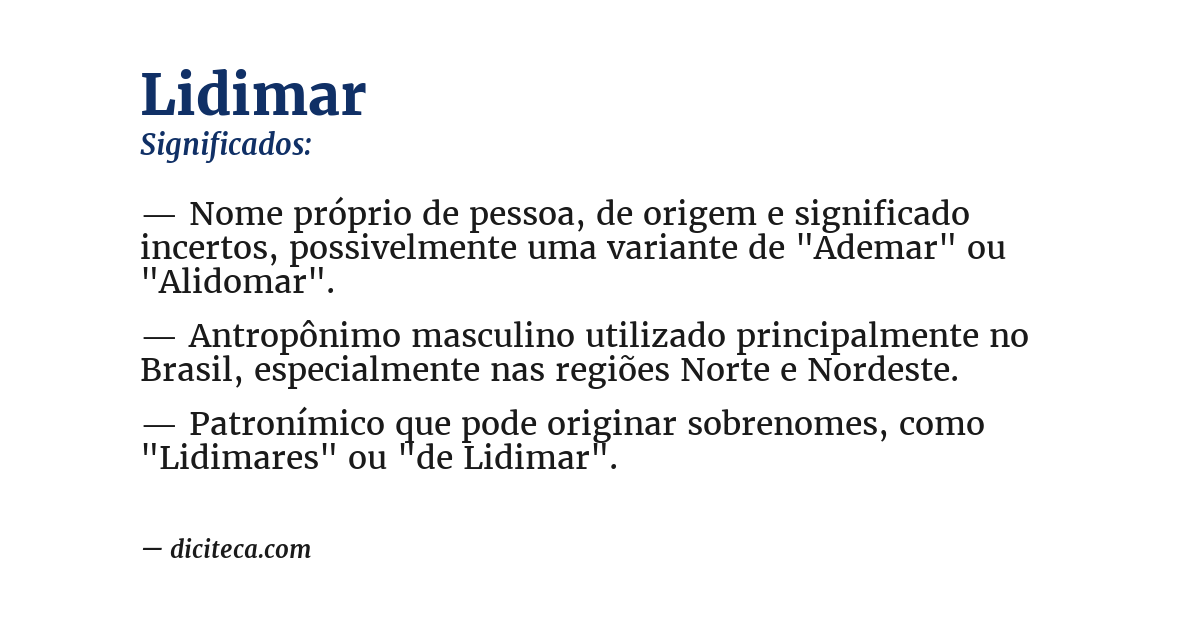 Significado de lidimar