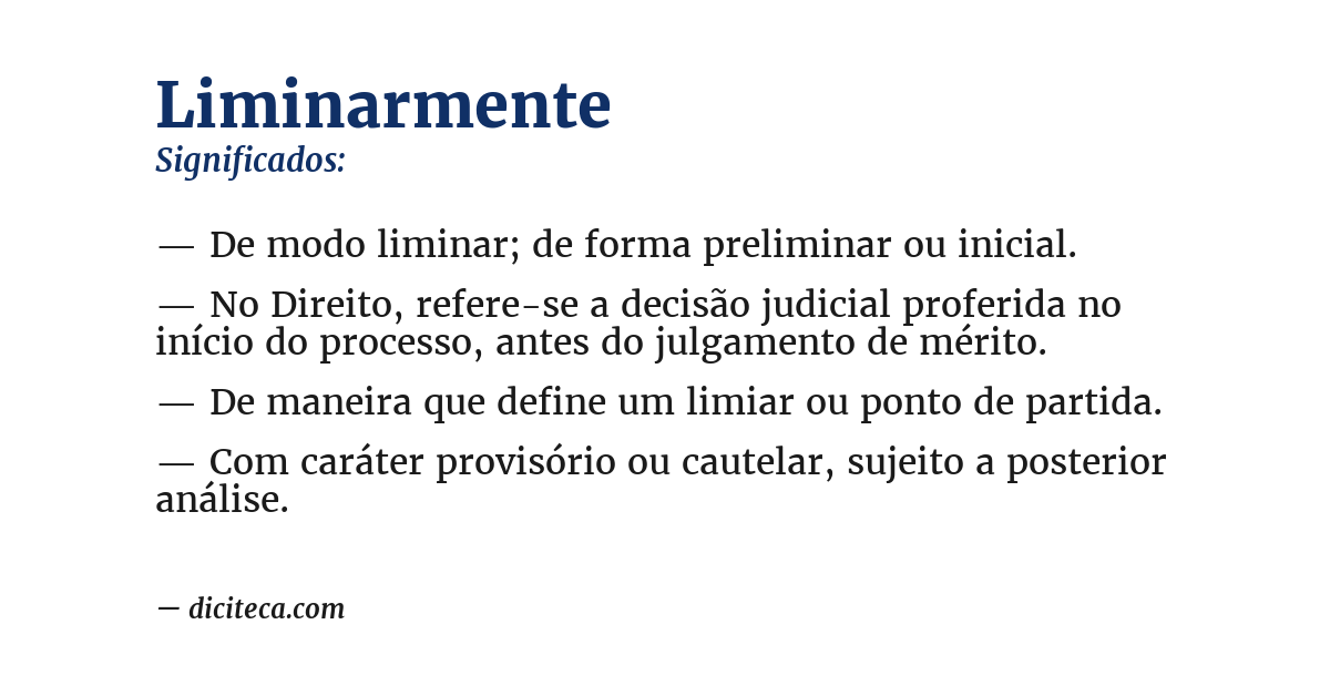 Significado de liminarmente