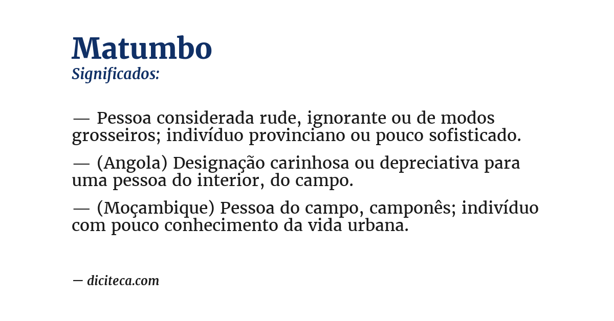 Significado de matumbo