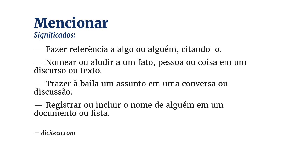 Significado de mencionar