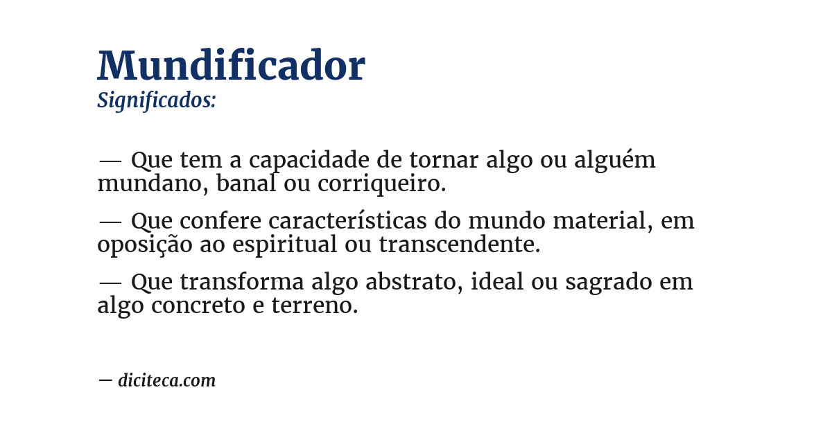 Significado de mundificador