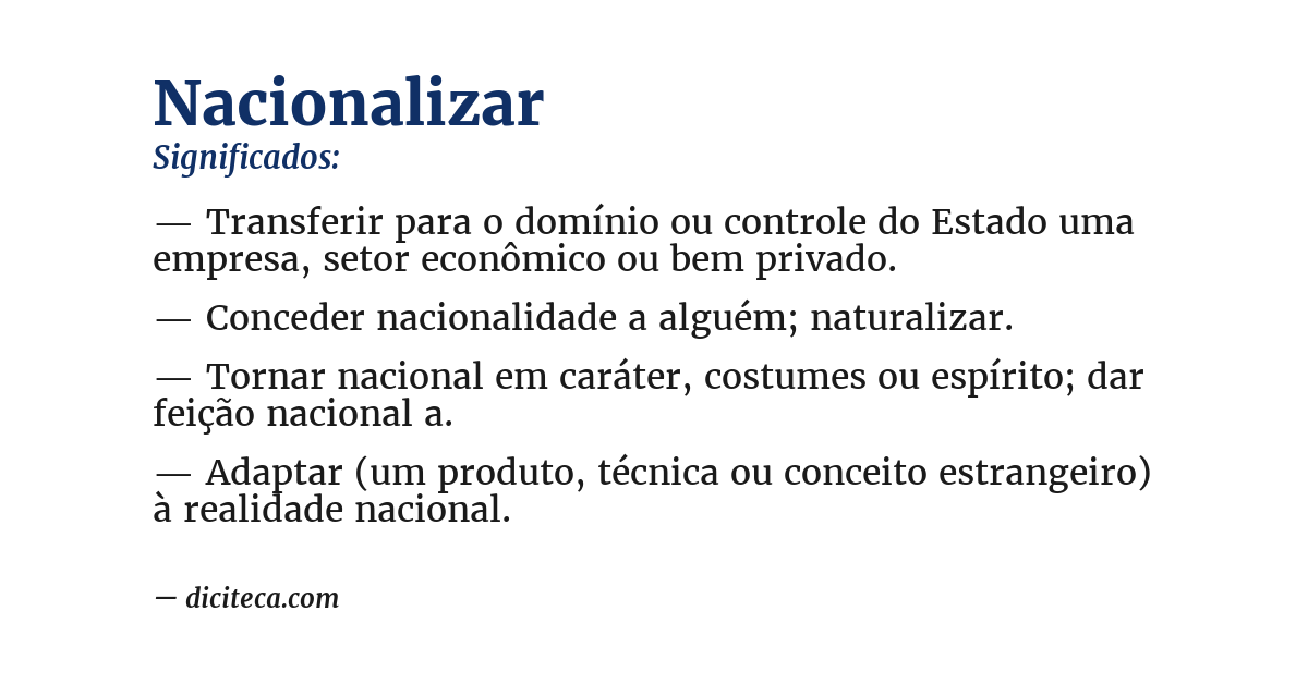 Significado de nacionalizar