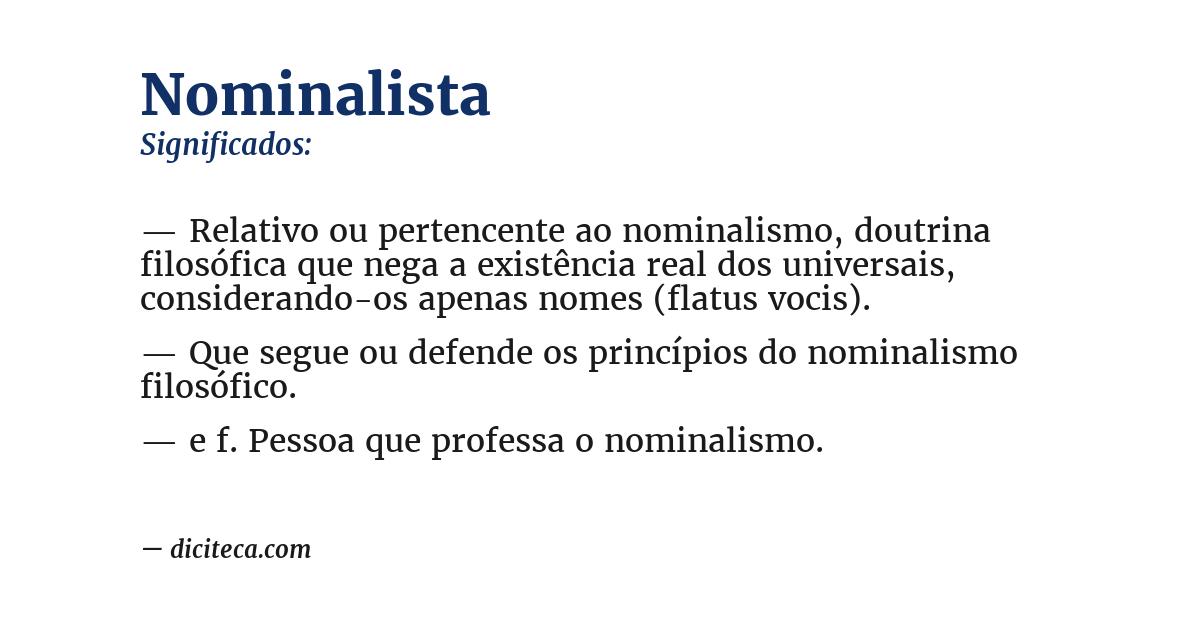 Significado de nominalista