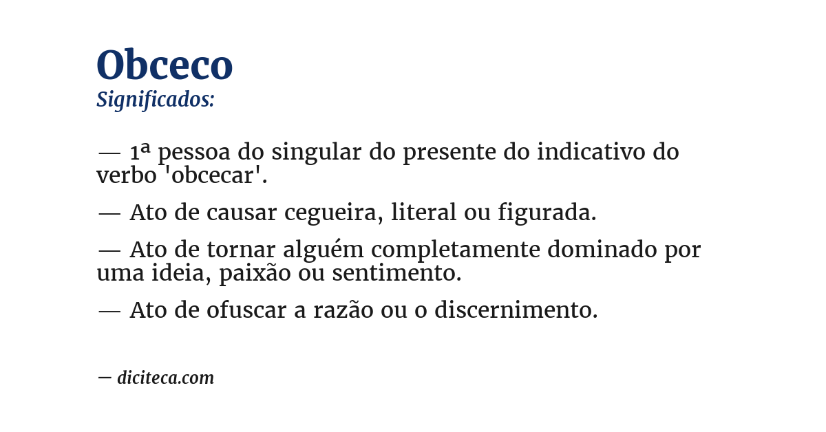 Significado de obceco