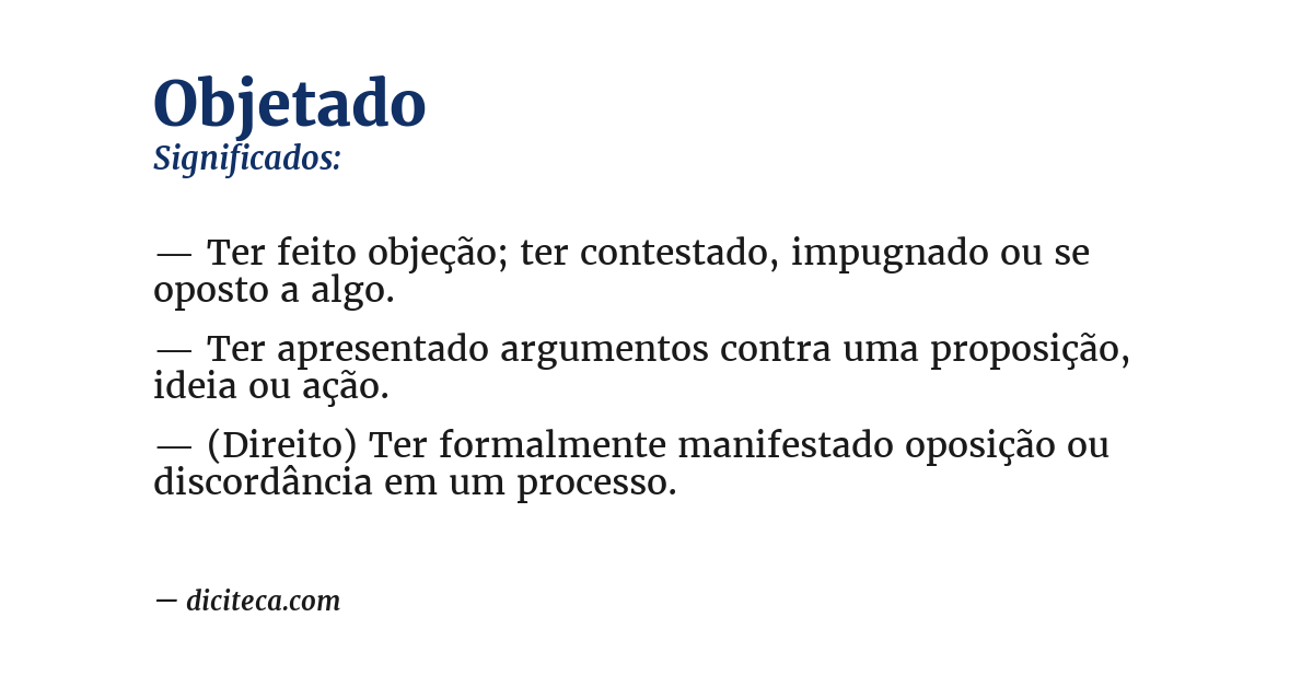 Significado de objetado