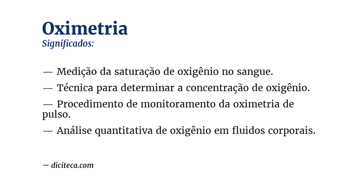Significado de oximetria