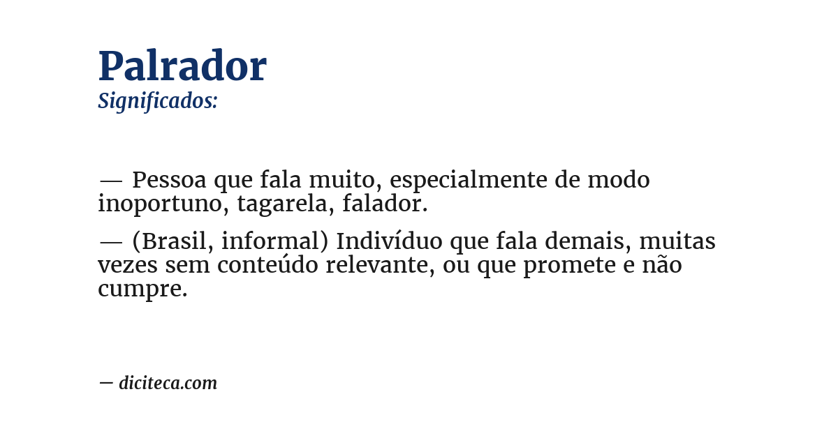 Significado de palrador