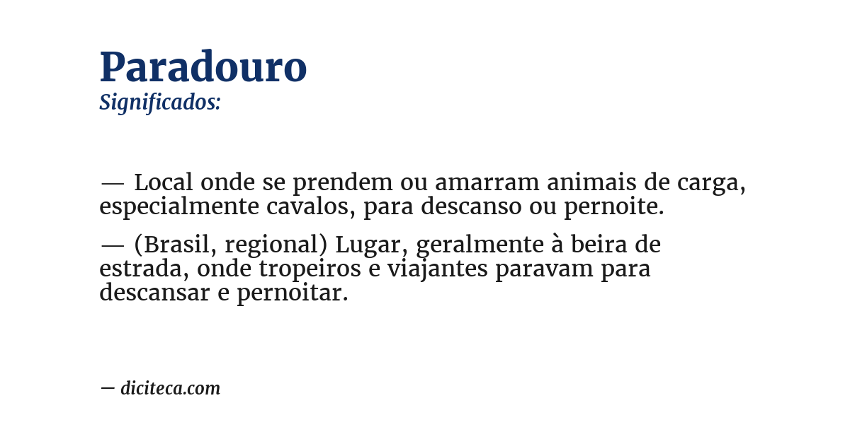 Significado de paradouro