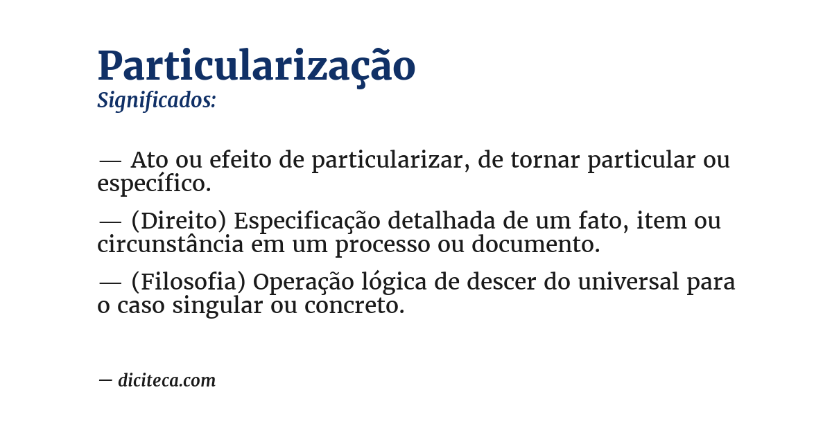 Significado de particularização