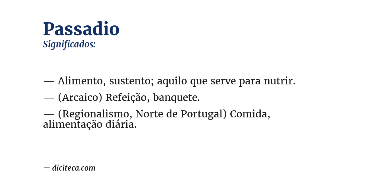 Significado de passadio