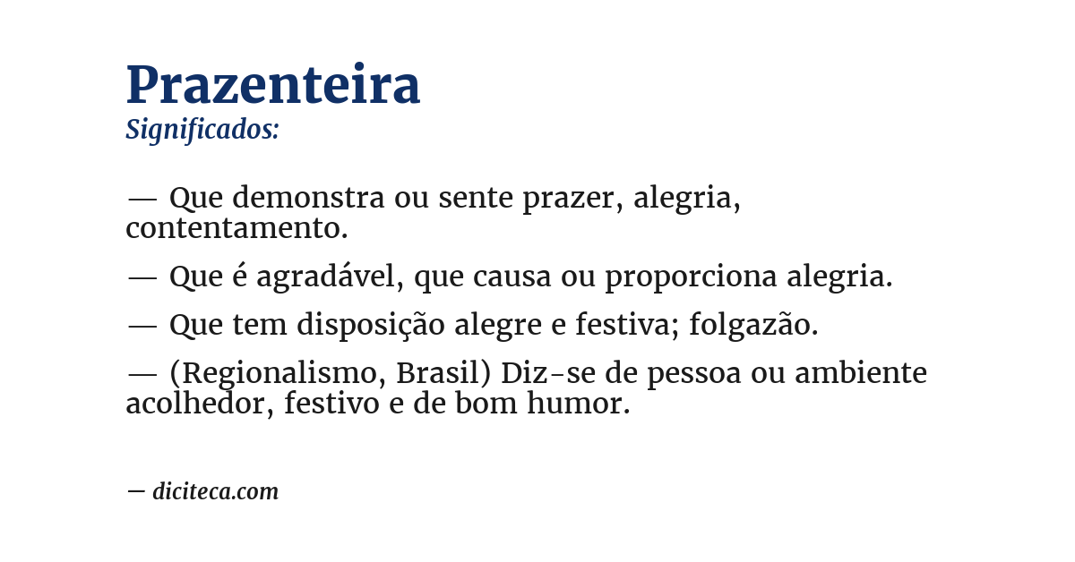 Significado de prazenteira