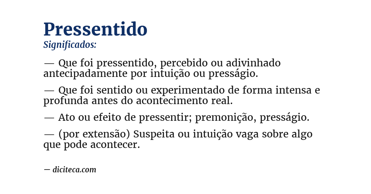 Significado de pressentido