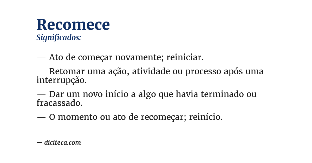 Significado de recomece