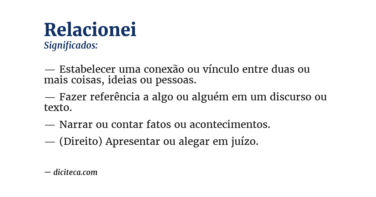 Significado de relacionei