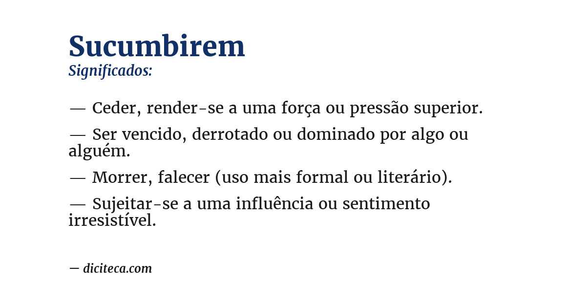 Significado de sucumbirem