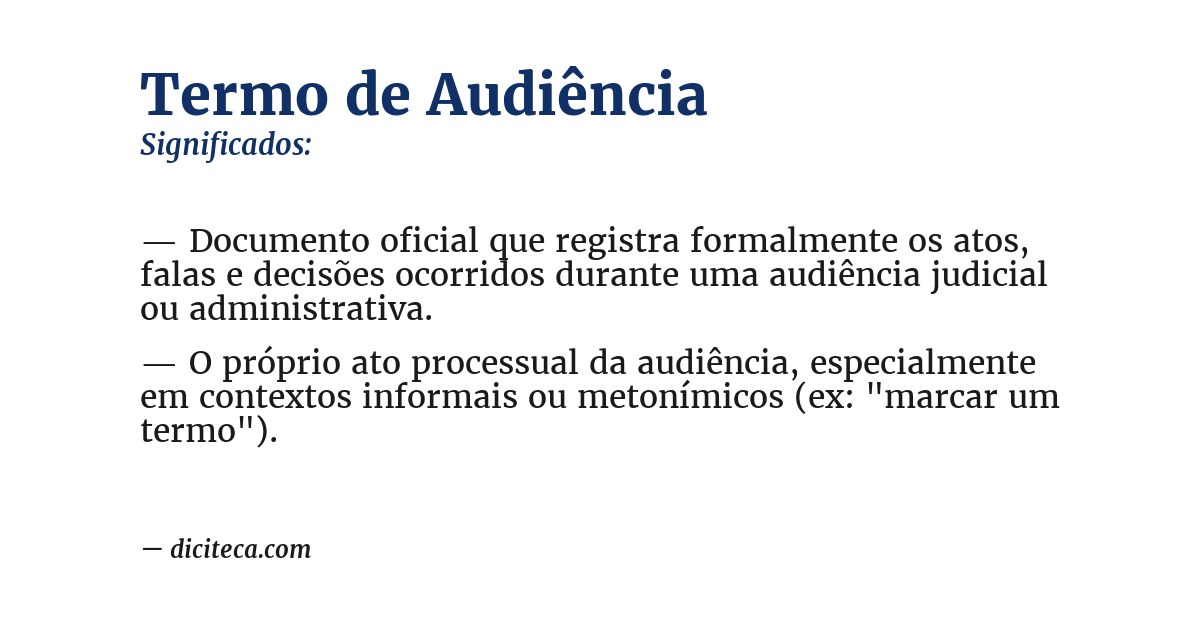 Significado de termo de audiência