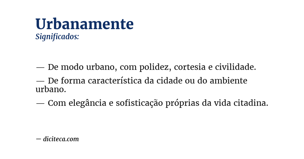 Significado de urbanamente