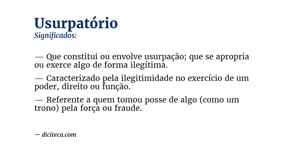 Significado de usurpatório