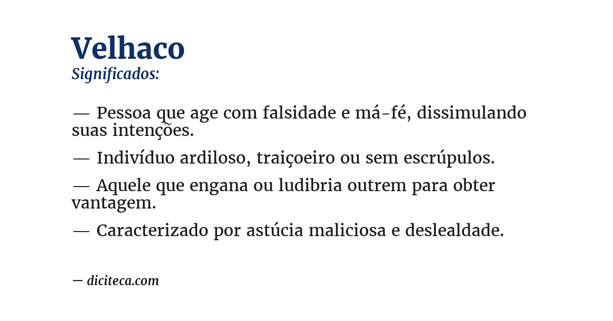 Significado de velhaco
