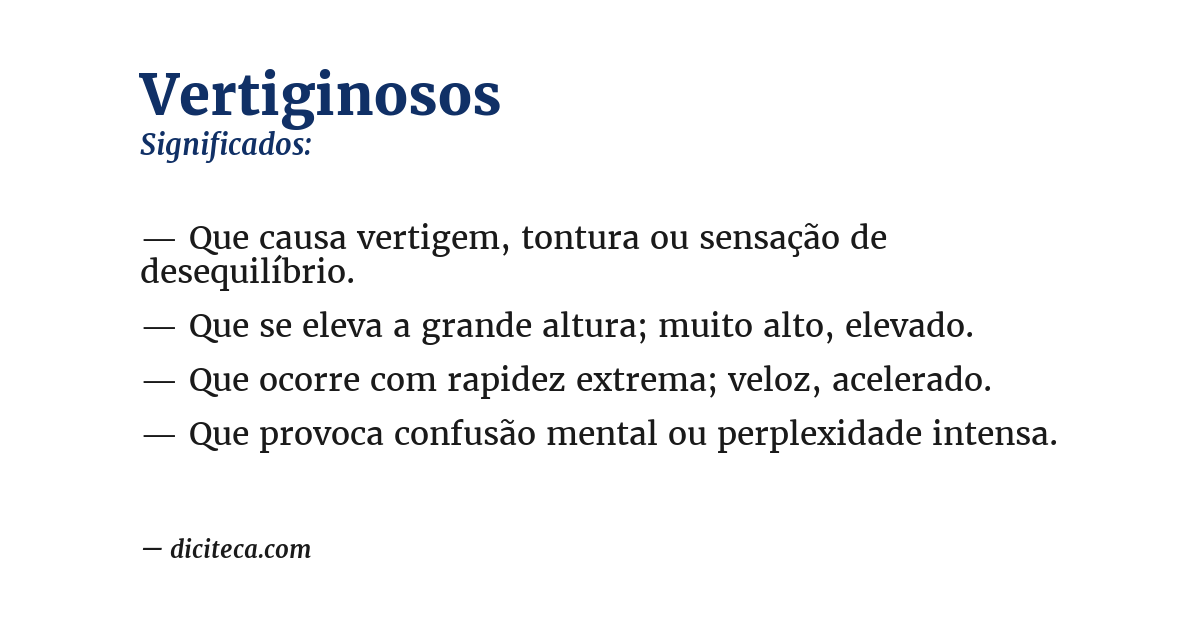 Significado de vertiginosos