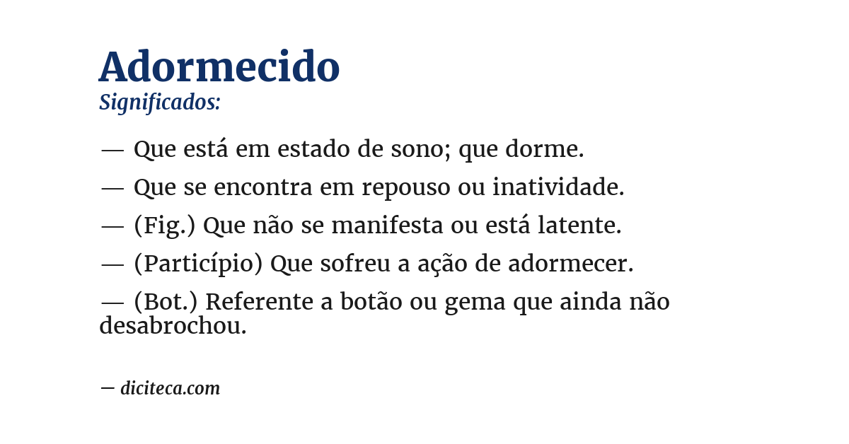 Significado de adormecido