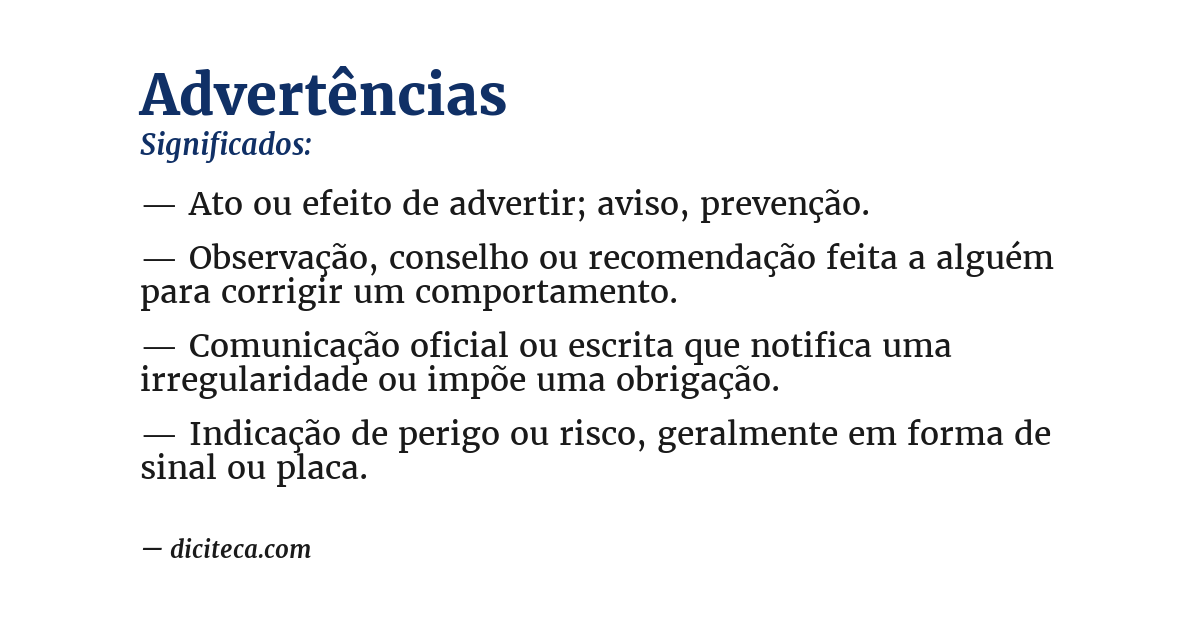 Significado de advertências