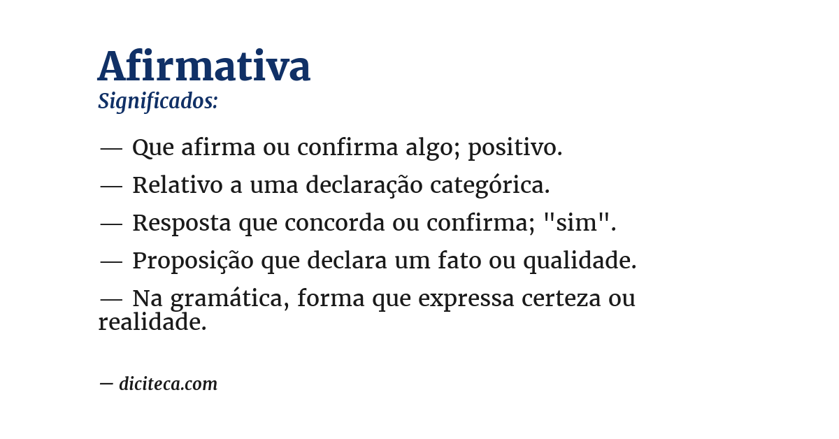 Significado de afirmativa
