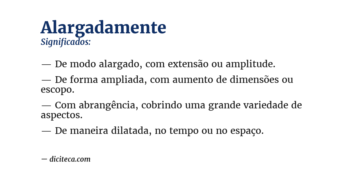 Significado de alargadamente