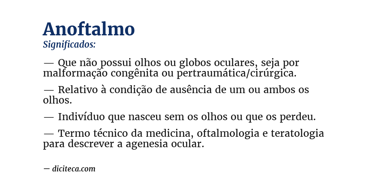 Significado de anoftalmo