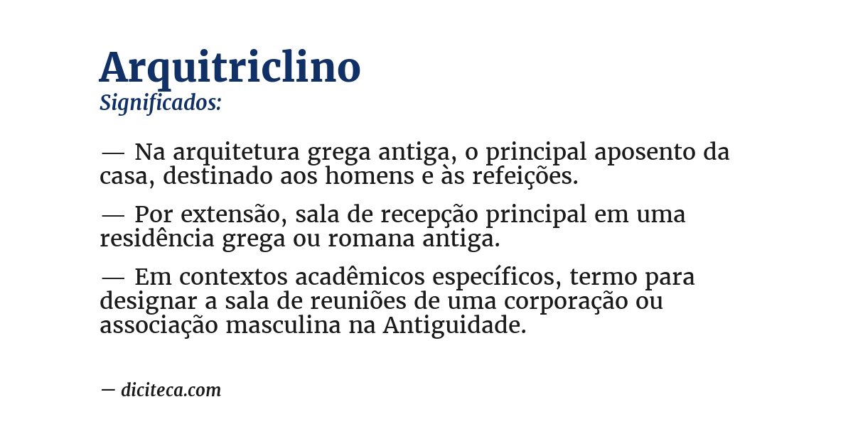 Significado de arquitriclino