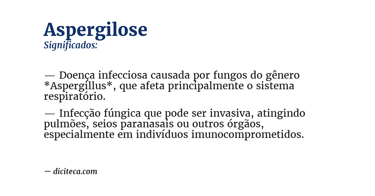 Significado de aspergilose