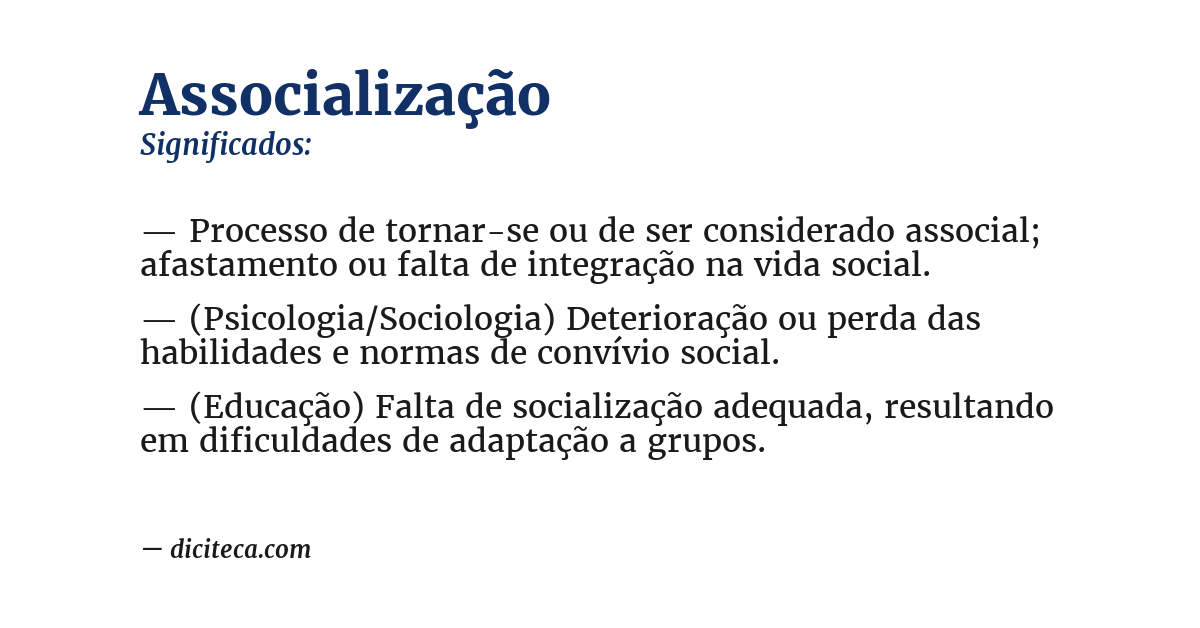 Significado de associalização