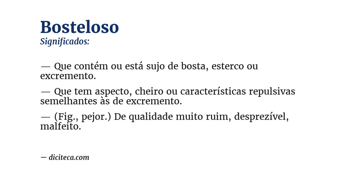 Significado de bosteloso