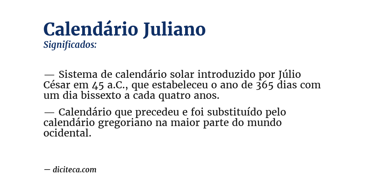 Significado de calendário juliano