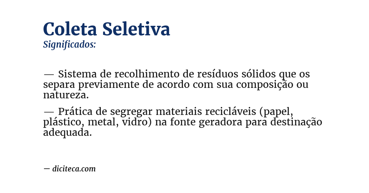 Significado de coleta seletiva