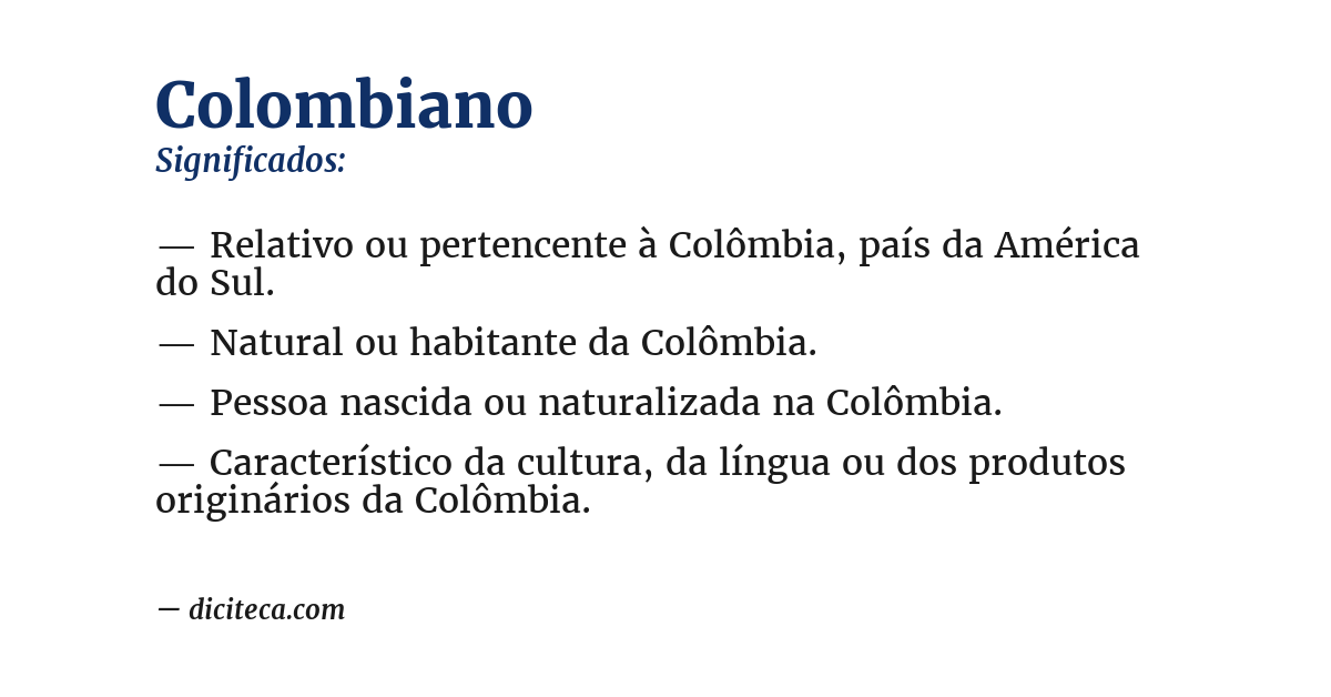 Significado de colombiano