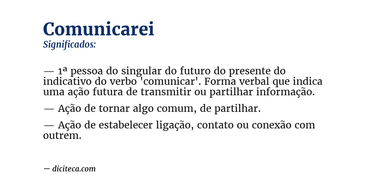 Significado de comunicarei