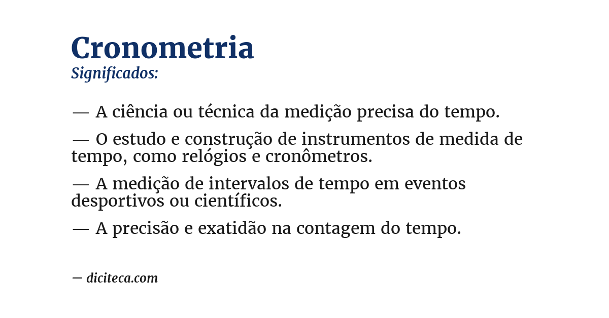 Significado de cronometria