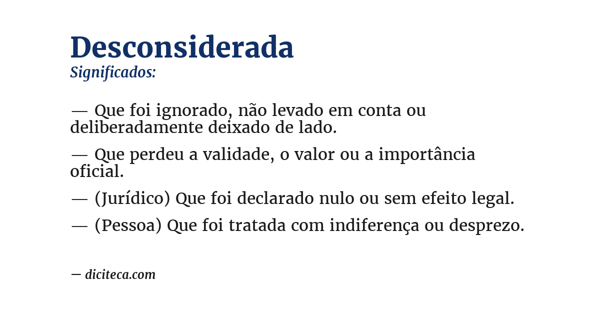 Significado de desconsiderada