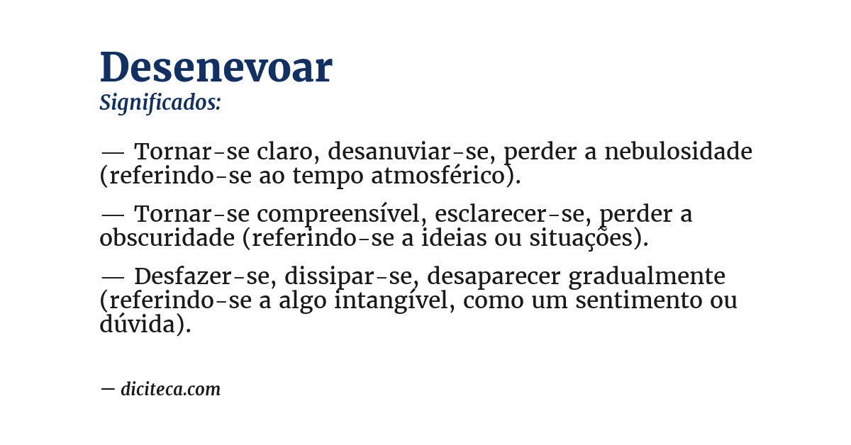 Significado de desenevoar