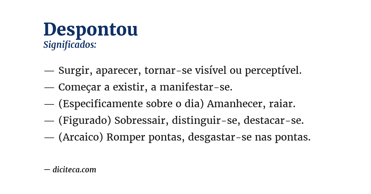 Significado de despontou
