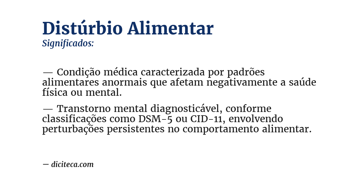Significado de distúrbio alimentar