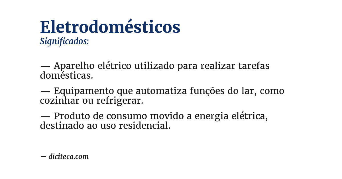 Significado de eletrodomésticos